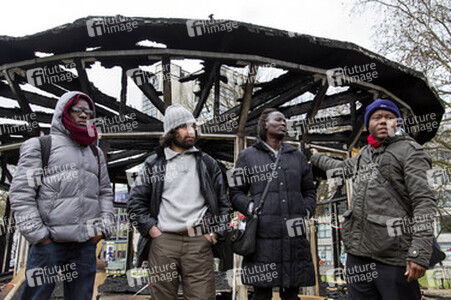 Refugees Pressekonferenz zum Brand am Oranienplatz, Berlin