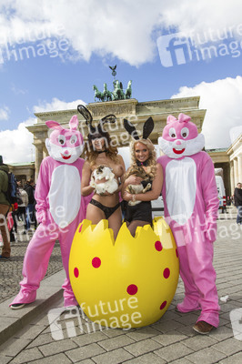 Micaela Schäfer und Mandy Lange als Oster-Bunnys, Berlin