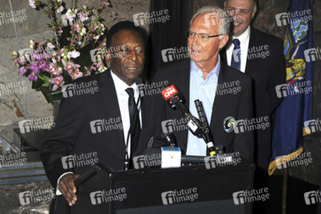 Pele and Franz Beckenbauer Light the Empire State Building, New York