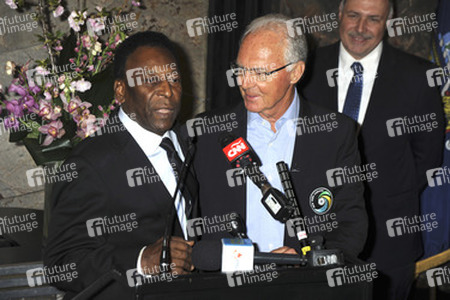 Pele and Franz Beckenbauer Light the Empire State Building, New York