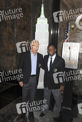 Pele and Franz Beckenbauer Light the Empire State Building, New York