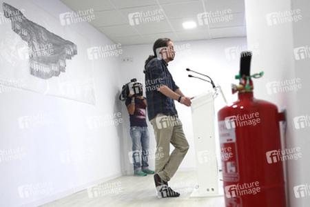 Podemos Political Party first press conference after results in the locals and communities ellection at Podemos Headquarter in Madrid on May 28, w
Podemos Pressekonferenz in Madrid