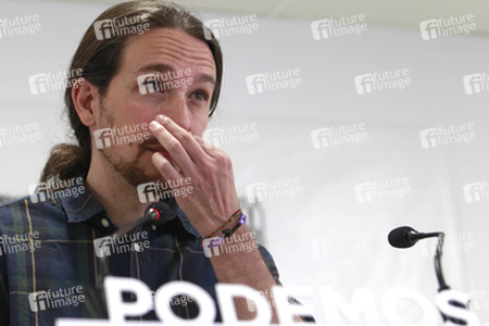 Podemos Political Party first press conference after results in the locals and communities ellection at Podemos Headquarter in Madrid on May 28, w
Podemos Pressekonferenz in Madrid