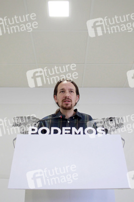 Podemos Political Party first press conference after results in the locals and communities ellection at Podemos Headquarter in Madrid on May 28, w
Podemos Pressekonferenz in Madrid