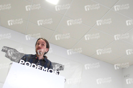Podemos Political Party first press conference after results in the locals and communities ellection at Podemos Headquarter in Madrid on May 28, w
Podemos Pressekonferenz in Madrid
