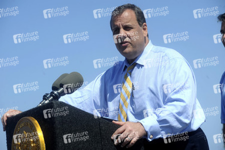 Chris Christie spricht in Belmar