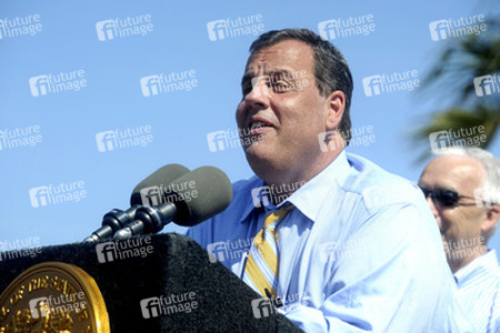 Chris Christie spricht in Belmar