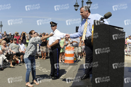 Chris Christie spricht in Belmar