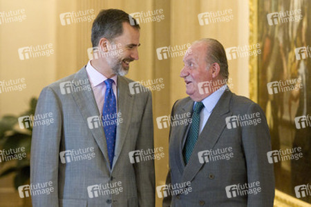 The King of Spain Felipe VI and King Juan Carlos meet with the B
