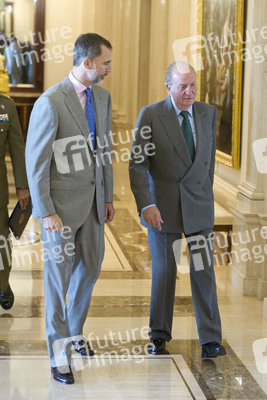 The King of Spain Felipe VI and King Juan Carlos meet with the B