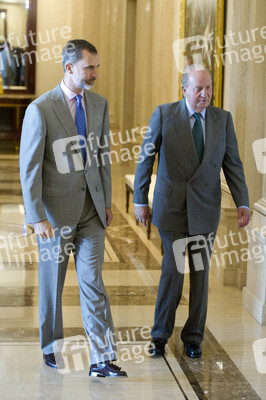 The King of Spain Felipe VI and King Juan Carlos meet with the B