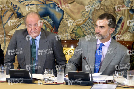 The King of Spain Felipe VI and King Juan Carlos meet with the B