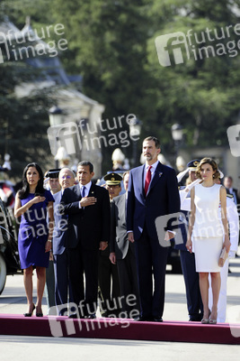 State visit of the President of the Republic of Peru, Mr. Ollanta Humala Tasso, and Mrs. Nadine Heredia Alarcon. The King of Spain Felipe VI and Queen Letizia officially greeted at the Pardo Palace in Madrid on July 7, 2015.