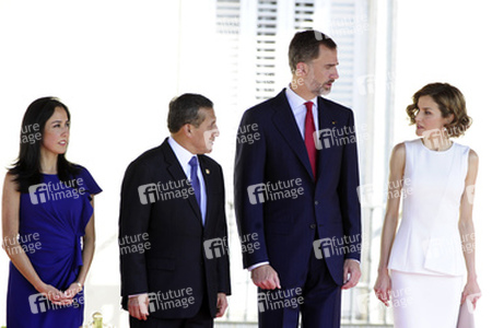 State visit of the President of the Republic of Peru, Mr. Ollanta Humala Tasso, and Mrs. Nadine Heredia Alarcon. The King of Spain Felipe VI and Queen Letizia officially greeted at the Pardo Palace in Madrid on July 7, 2015.