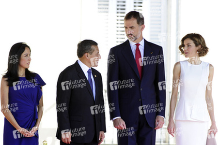 State visit of the President of the Republic of Peru, Mr. Ollanta Humala Tasso, and Mrs. Nadine Heredia Alarcon. The King of Spain Felipe VI and Queen Letizia officially greeted at the Pardo Palace in Madrid on July 7, 2015.