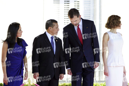 State visit of the President of the Republic of Peru, Mr. Ollanta Humala Tasso, and Mrs. Nadine Heredia Alarcon. The King of Spain Felipe VI and Queen Letizia officially greeted at the Pardo Palace in Madrid on July 7, 2015.