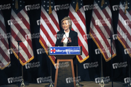 Hillary Clinton spricht in der New School in New York