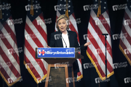 Hillary Clinton spricht in der New School in New York