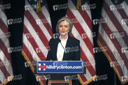 Hillary Clinton spricht in der New School in New York