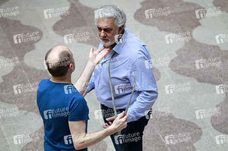 Maßnehmen von Placido Domingo im Wachsmuseum von Madrid
