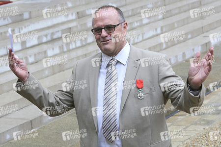 French President Francois Hollande Receives Train Attack Heroes At Elysee Palace