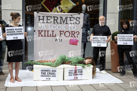 Peta Aktion gegen gegen Krokodilmord in Hamburg
