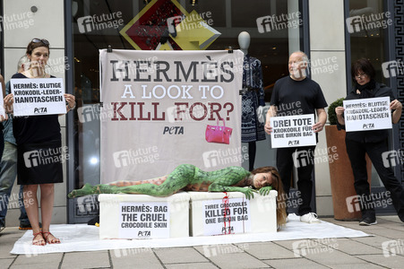 Peta Aktion gegen gegen Krokodilmord in Hamburg