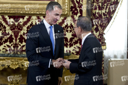 König Felipe empfängt Ban Ki-Moon in Madrid