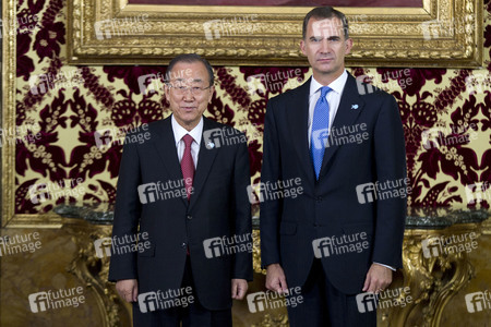 König Felipe empfängt Ban Ki-Moon in Madrid