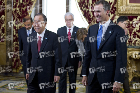 König Felipe empfängt Ban Ki-Moon in Madrid