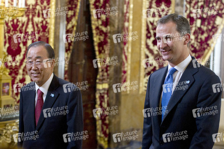 König Felipe empfängt Ban Ki-Moon in Madrid
