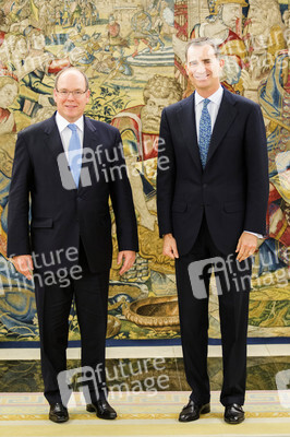 König Felipe empfängt Fürst Albert in Madrid
