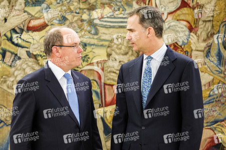 König Felipe empfängt Fürst Albert in Madrid