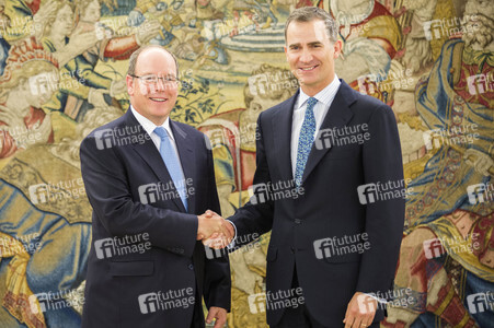 König Felipe empfängt Fürst Albert in Madrid