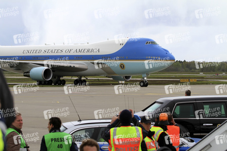 Ankunft von Barack Obama auf dem Flughafen Hannover-Langenhagen