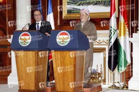 Pressekonferenz von Francois Hollande und Masud Barzani in Erbil
