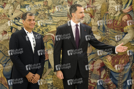 Empfang von Felipe von Spanien und Rafael Correa in Madrid