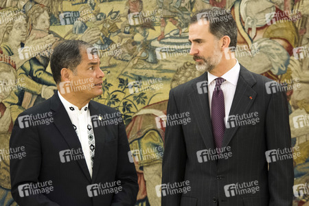 Empfang von Felipe von Spanien und Rafael Correa in Madrid