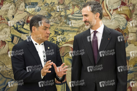 Empfang von Felipe von Spanien und Rafael Correa in Madrid