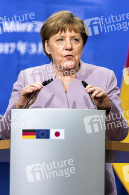 Pressekonferenz von Angela Merkel und Shinzo Abe in Hannover