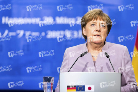 Pressekonferenz von Angela Merkel und Shinzo Abe in Hannover