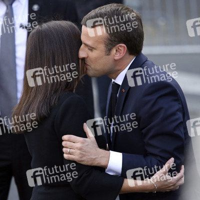 Präsident Macron beim Empfang am Rathaus in Paris
