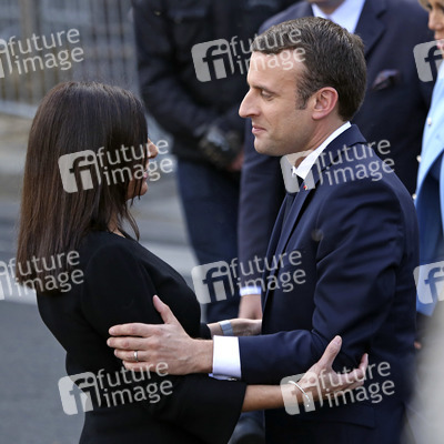 Präsident Macron beim Empfang am Rathaus in Paris