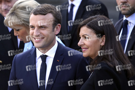 Präsident Macron beim Empfang am Rathaus in Paris