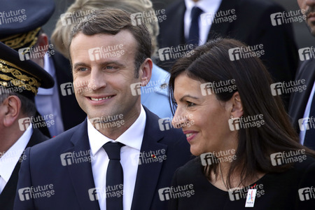 Präsident Macron beim Empfang am Rathaus in Paris