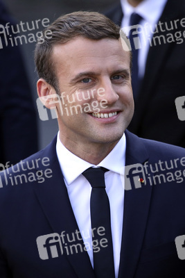 Präsident Macron beim Empfang am Rathaus in Paris