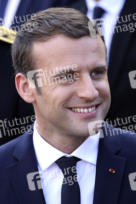 Präsident Macron beim Empfang am Rathaus in Paris