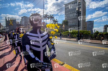 Demonstration gegen Sparmaßnahmen im Kulturbereich in Sao Paulo