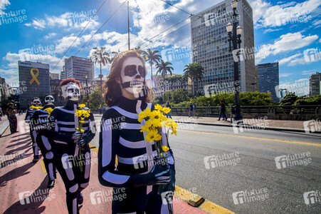 Demonstration gegen Sparmaßnahmen im Kulturbereich in Sao Paulo