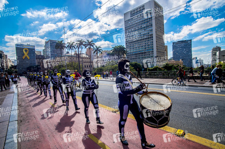 Demonstration gegen Sparmaßnahmen im Kulturbereich in Sao Paulo